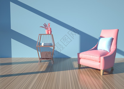 彩色椅子3D简约色彩家居设计图片