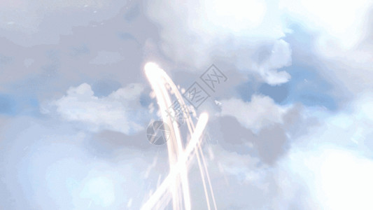 喷火战斗机云层粒子飘散文艺片头GIF高清图片