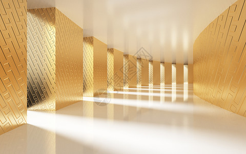 企业立体墙大气金色建筑空间设计图片