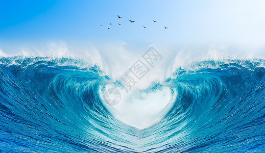 海啸奇迹海浪背景设计图片