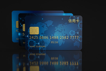 C4D立体信用卡场景背景图片