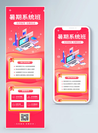 系统培训暑期系统班培训招生报名营销长图模板