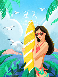 夏日比基尼女孩背景图片