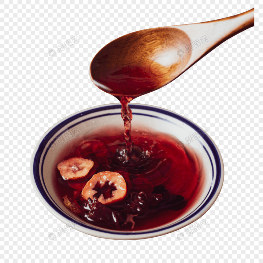 勺子舀起酸梅汁图片
