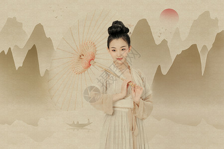 古风创意摄影创意摄影中国风汉服美女插画