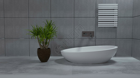 水泥瓷砖C4D浴室场景设计图片