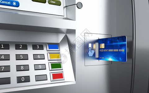 3D卡片ATM机信用卡设计图片