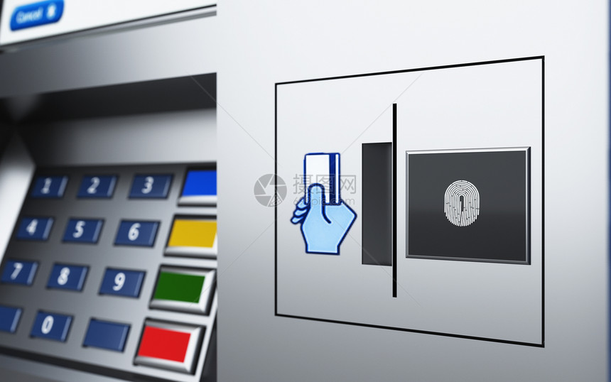银行ATM机指纹识别图片