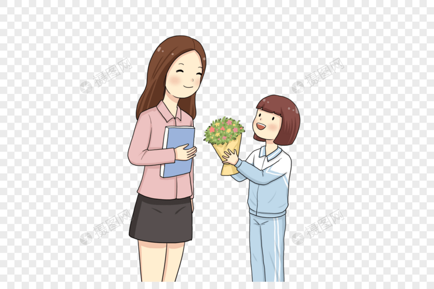 学生给老师送花图片