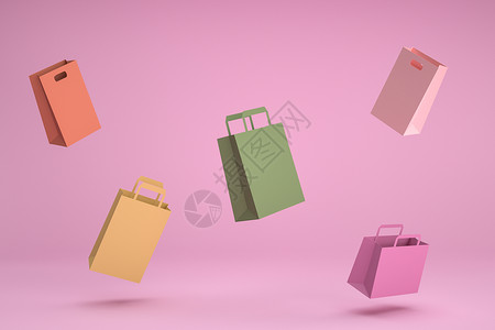 彩色购物袋静物创意立体漂浮设计图片