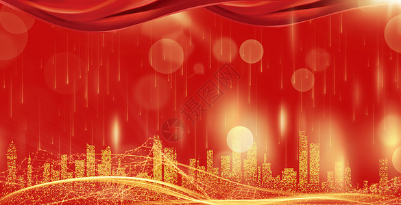 红绸舞动红金背景设计图片
