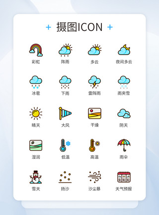 注意icon天气预报天气变化图标icon模板