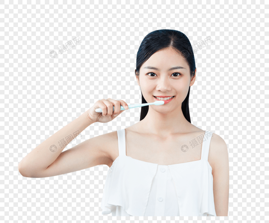 年轻美女刷牙图片