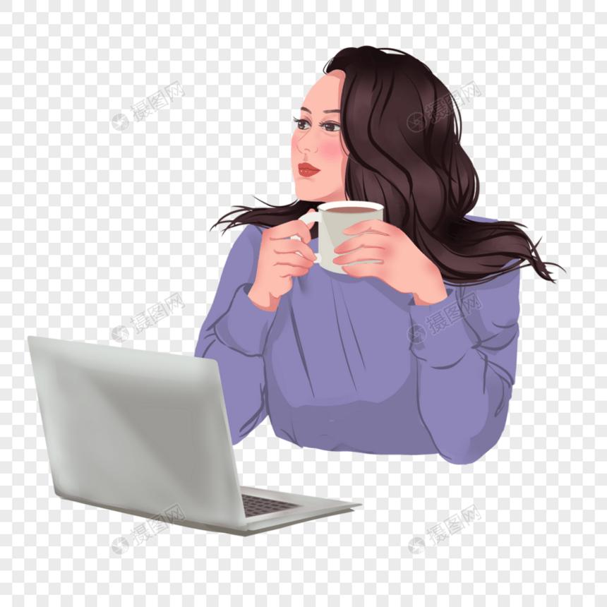 喝咖啡的职业女性图片