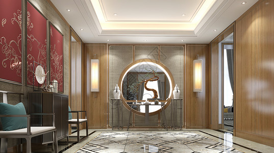 中国风酒店中式玄关设计图片