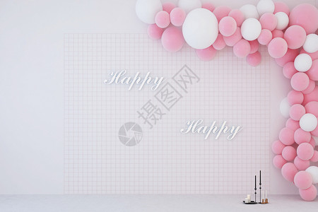 生日装饰气球小清新场景设计图片
