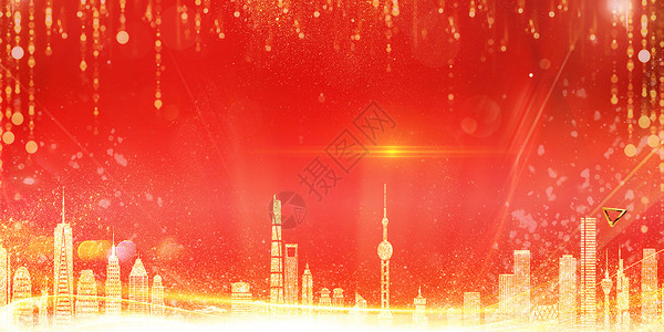 红色上海红金背景设计图片
