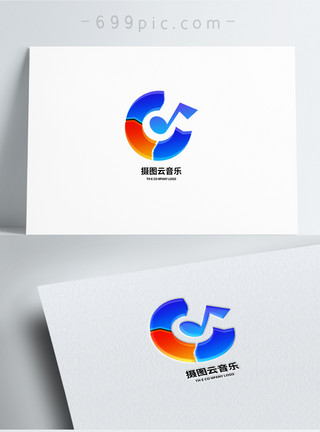 音乐网站LOGO摄图云音乐几何形状logo设计模板