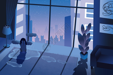 孤单城市世界预防自杀日插画插画