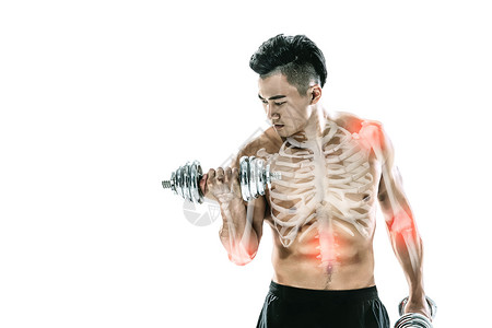 运动伤人体骨骼关节疼痛场景设计图片