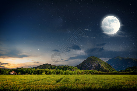 中秋山脉皓月当空设计图片