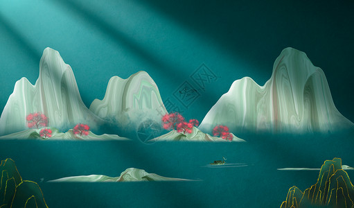水下的山立体山水设计图片