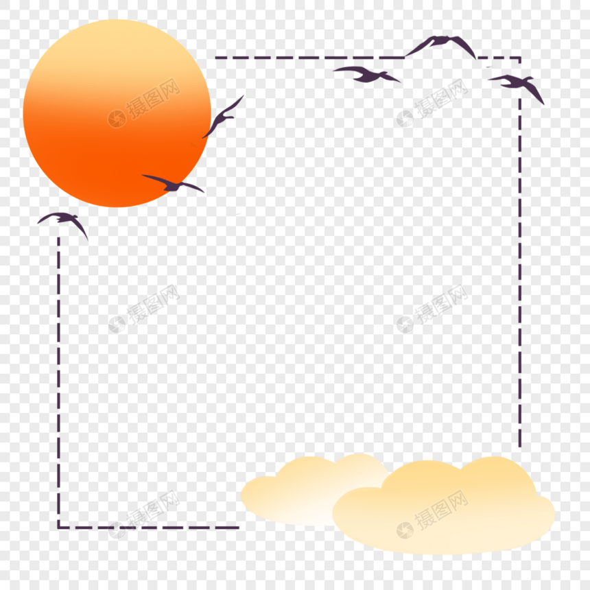 日出大雁边框图片