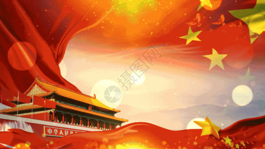 红色中式舞台4K红色大气党政旗帜舞台背景视频GIF高清图片