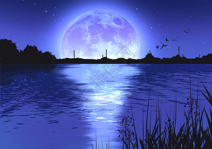 中秋明月风景图背景图片