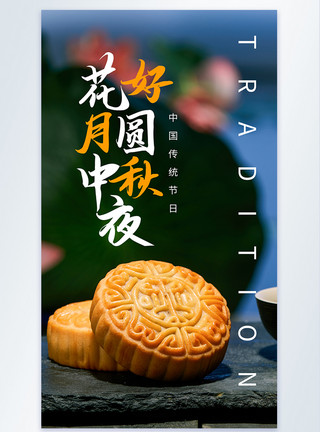 摄影主题月饼背景海报简约中秋节摄影主题海报模板