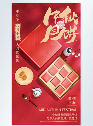 佳节好礼红色中秋月饼节日摄影图海报模板