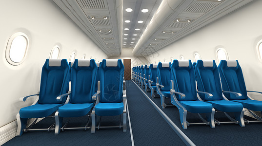 一排座椅客机机舱内部设计图片
