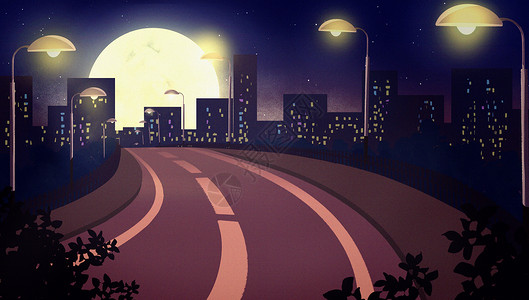 中秋城市夜景背景图片