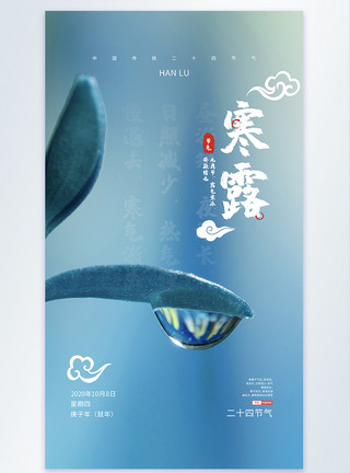 喷花露水中国传统二十四节气之寒露摄影图海报模板