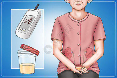 糖尿病并发症肾病医疗插画背景图片