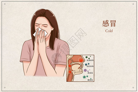 感冒医疗插画高清图片