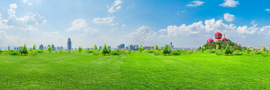 全景草地城市环保设计图片