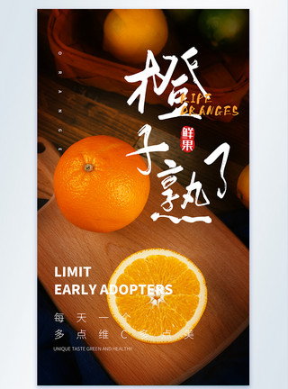 鲜果画报橙子水果摄影海报设计模板