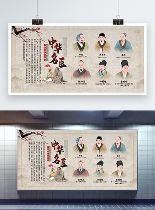 古代中医素材中华名医宣传展板模板