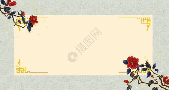 中国风扇子花朵中式背景设计图片