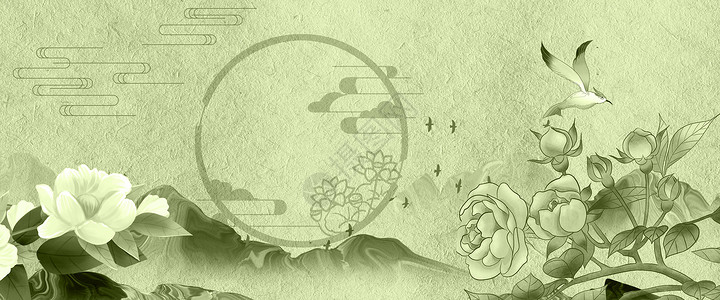 中国风手绘花朵中式工笔画设计图片