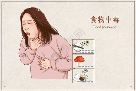 食物中毒医疗插画背景图片