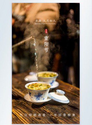 泡白菜重阳节赏菊节日摄影图海报模板