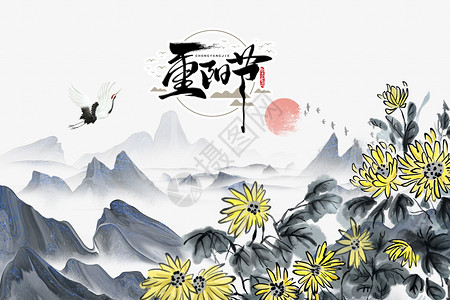 山菊花之美重阳节设计图片