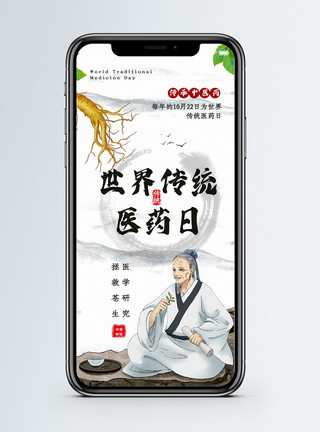 中医药健康世界传统医药日手机海报配图模板