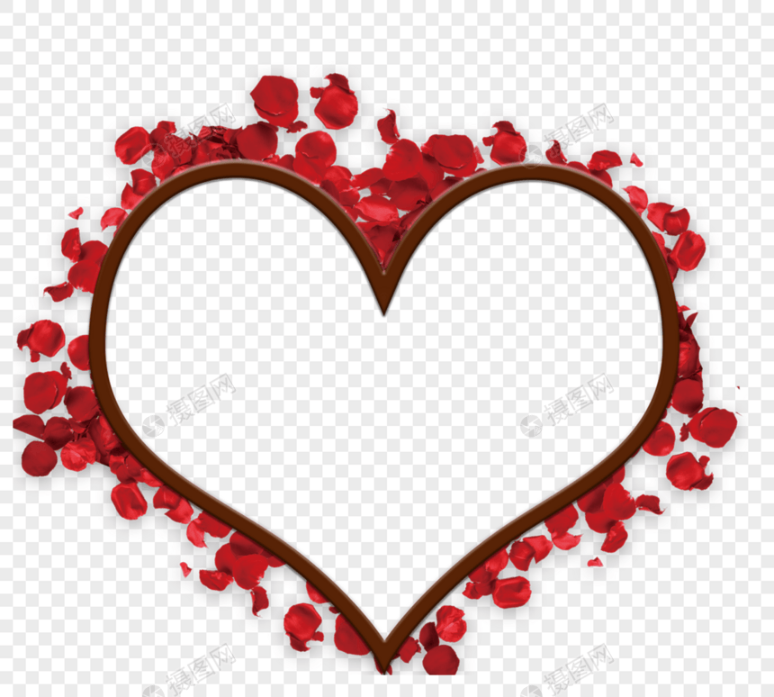 红色玫瑰花瓣唯美浪漫边框图片