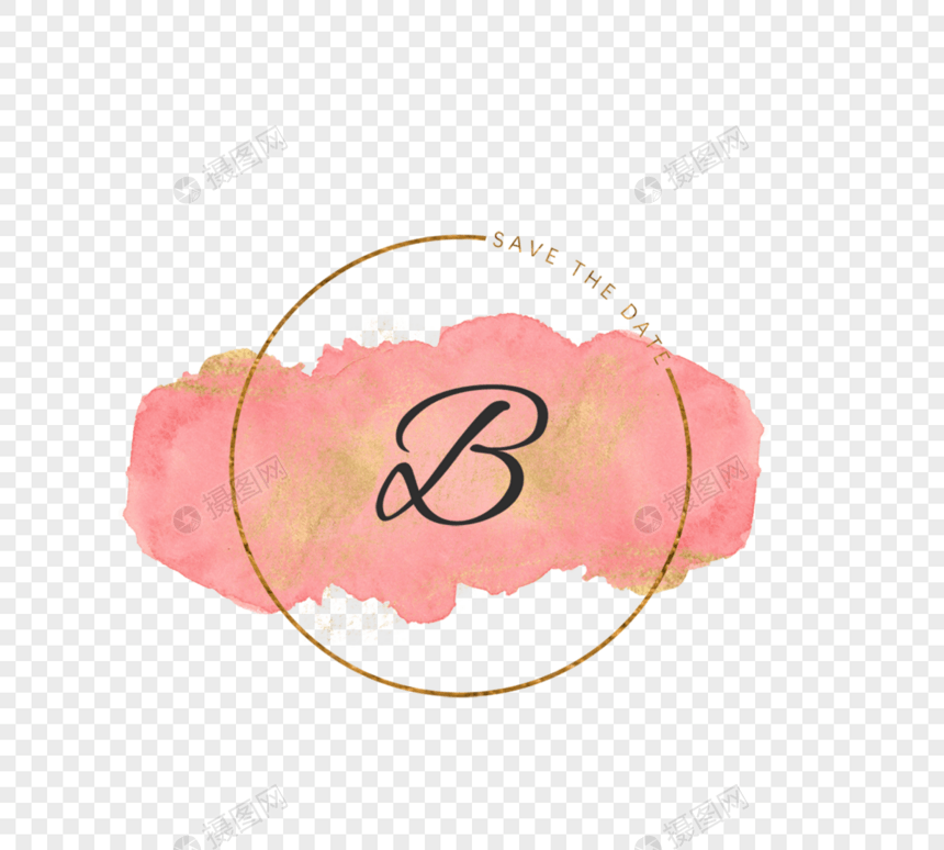 圆形粉红色画笔浪漫婚礼徽标徽标设计模板图片