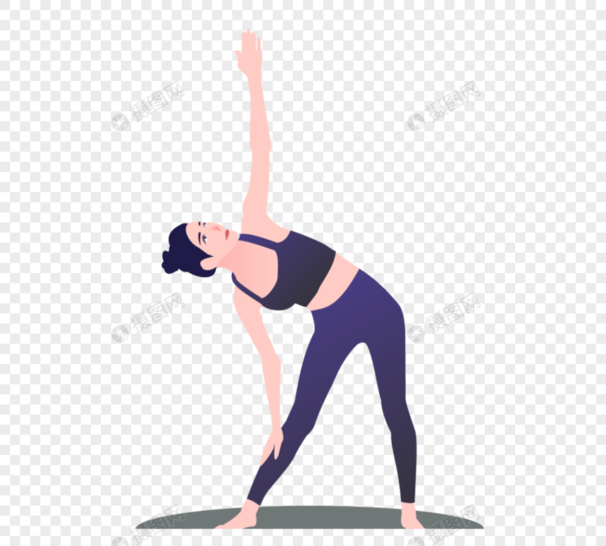 手绘瑜伽运动健身运动塑身女孩瑜伽日图片