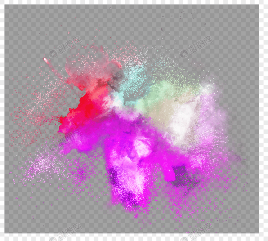 彩色粉末烟雾溅元素图片