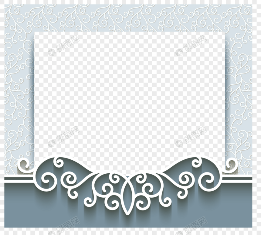 欧洲花边剪纸婚礼边框图片